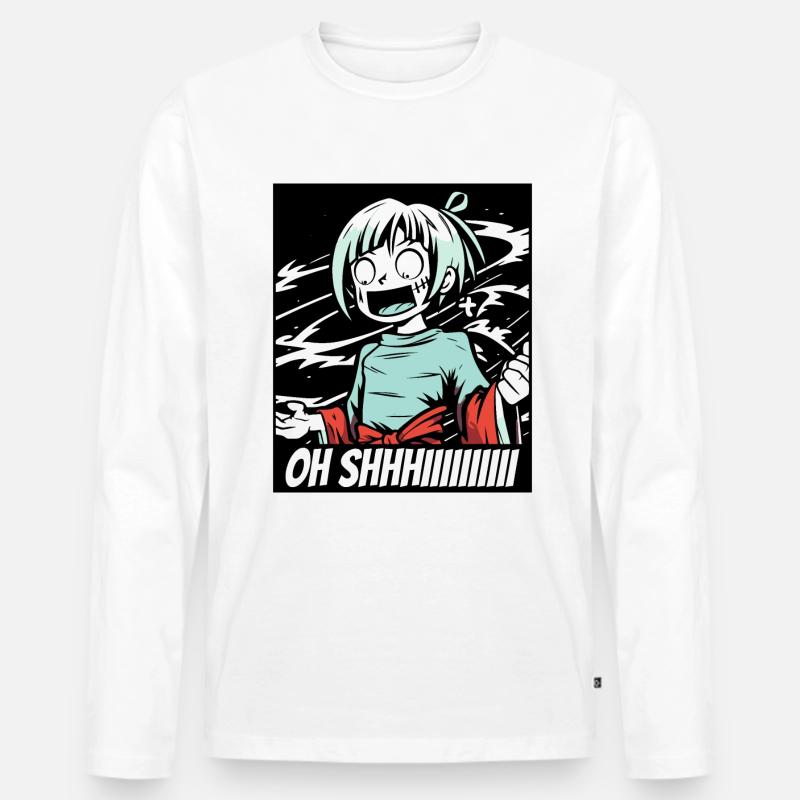 Oh Scheiße, Mädchen, Anime - Männer Premium Bio Langarmshirt - Weiß