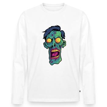 Dünner Zombie Kopf - Männer Premium Bio Langarmshirt - Weiß - Vorne - Nico (187cm)