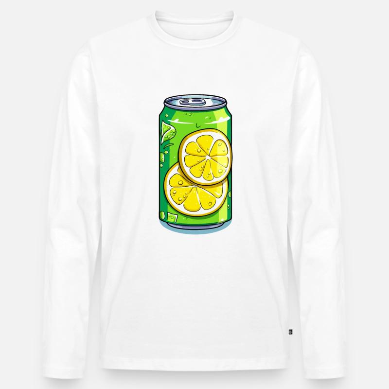 Die erfrischende Limonaden Dose mit Sprudel - Männer Premium Bio Langarmshirt - Weiß