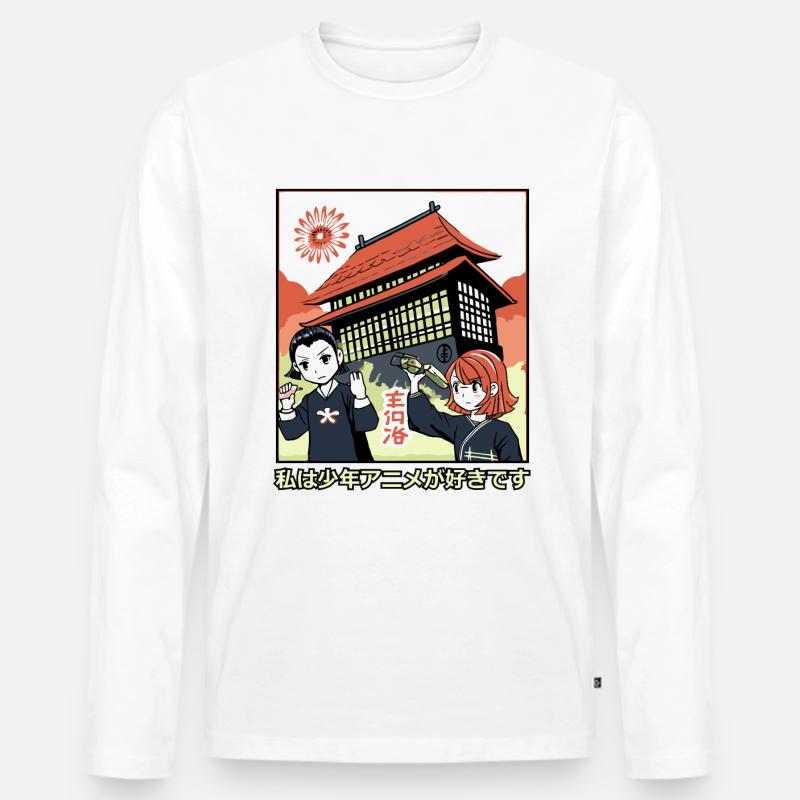 Ich liebe Shounen-Anime - Männer Premium Bio Langarmshirt - Weiß