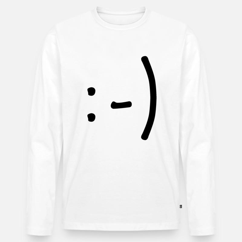 Einfach lächeln - Männer Premium Bio Langarmshirt - Weiß
