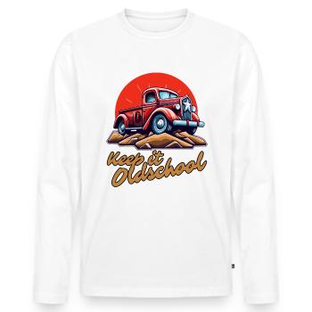Behalte es altmodisch: Ein Pick-up-Truck - Männer Premium Bio Langarmshirt - Weiß - Vorne - Nico (187cm)