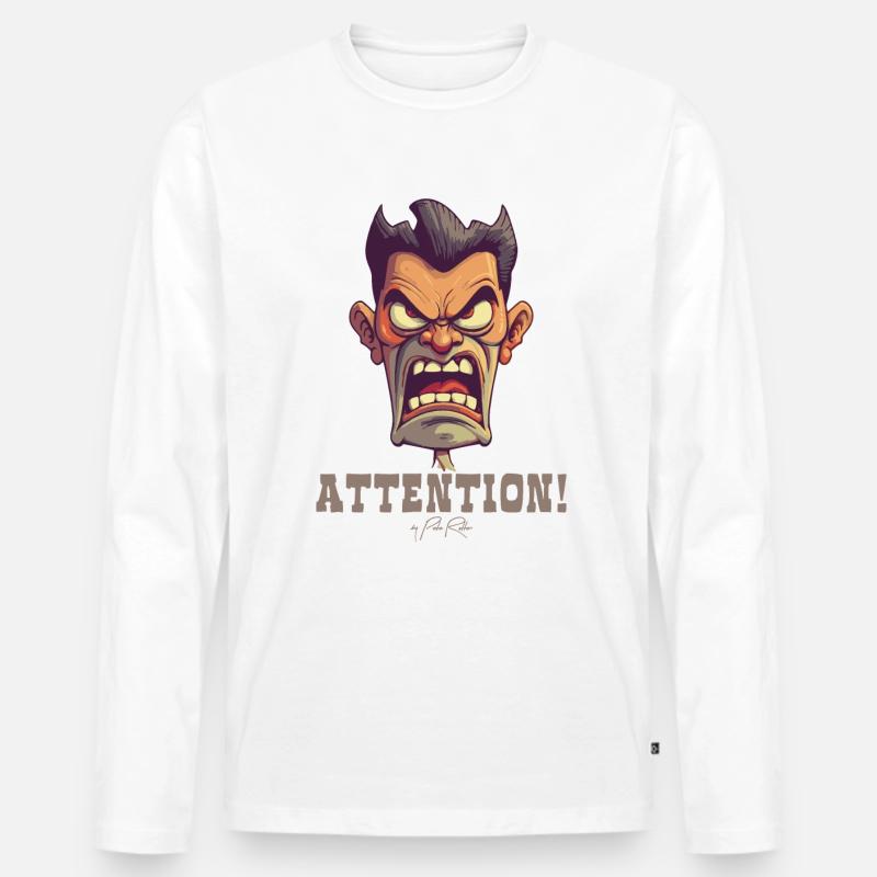 Drill Sergeant Lehrer, Achtung! - Männer Premium Bio Langarmshirt - Weiß