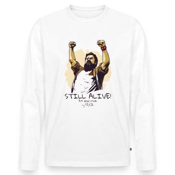 Réussi et toujours vivant, mais mort à l’intérieur - T-shirt manches longues Premium bio Homme - blanc - Devant - Nico (187cm)