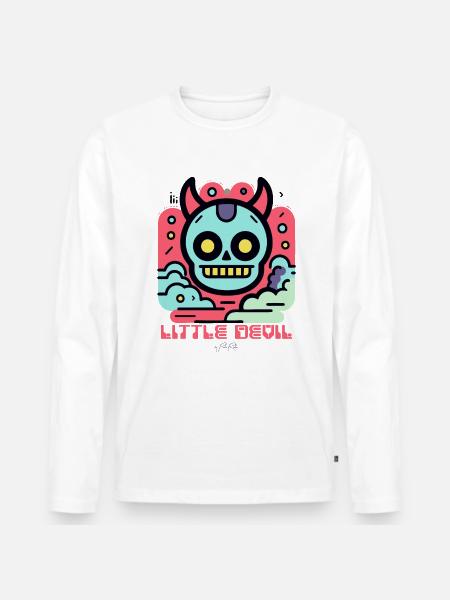Modern Cartoon Style: Little Devil - Men's Premium Organic Long Sleeve Shirt - white
