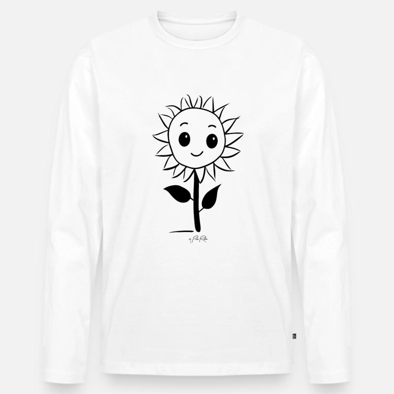 Fröhliche Sonnenblume - Männer Premium Bio Langarmshirt - Weiß