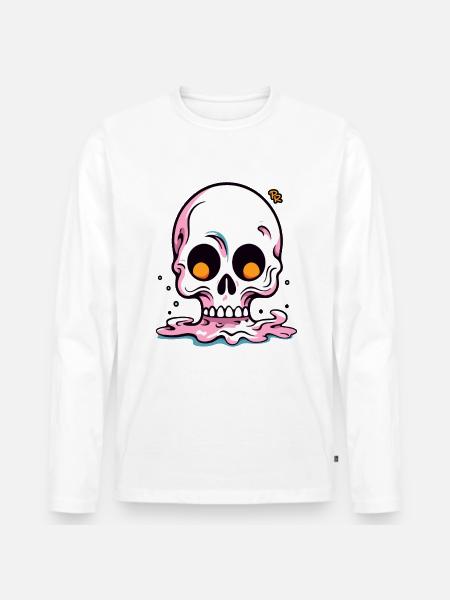 Melting Cartoon Skull - Men's Premium Organic Long Sleeve Shirt - white