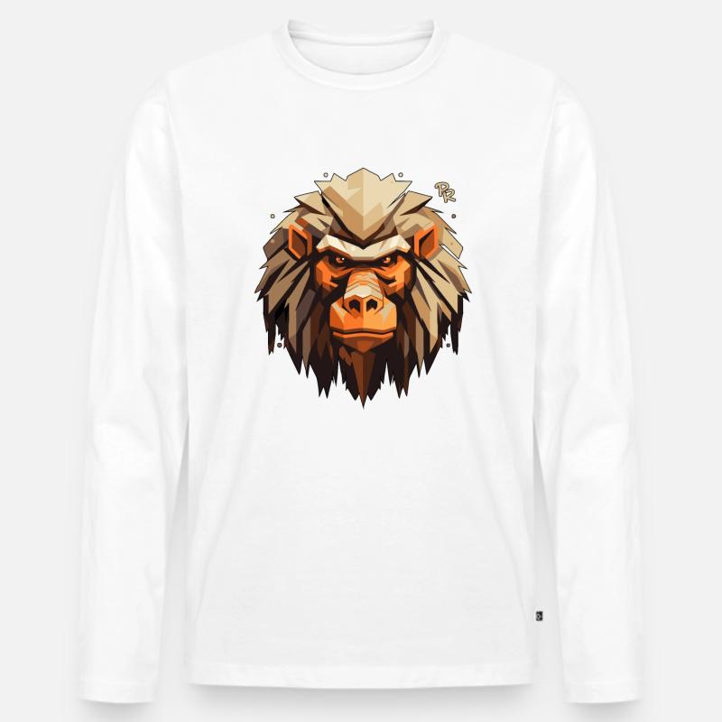 haariger Affe - Männer Premium Bio Langarmshirt - Weiß