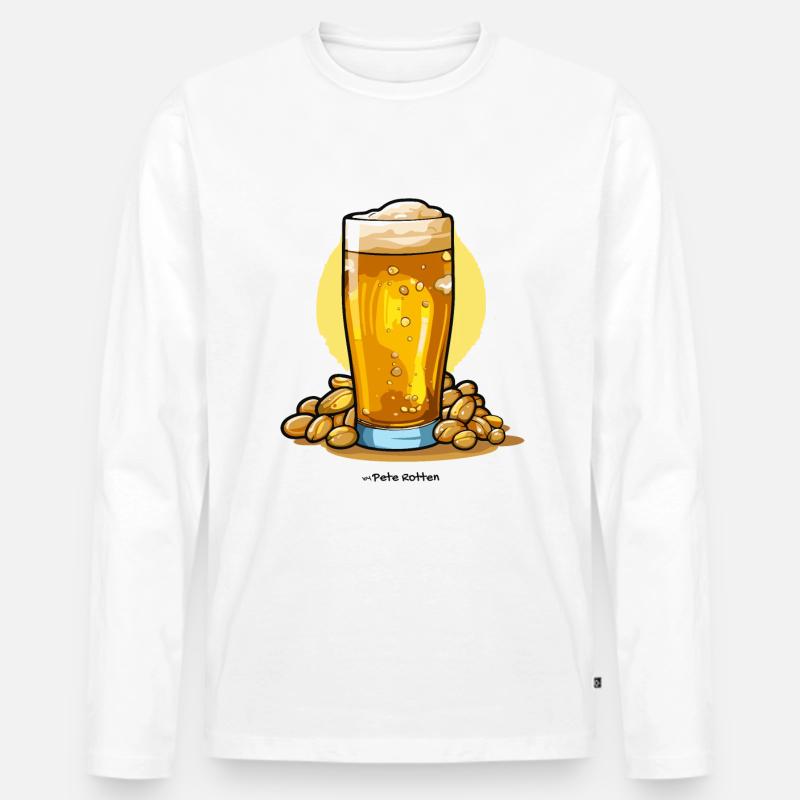 Erdnüsse und Bier - Männer Premium Bio Langarmshirt - Weiß