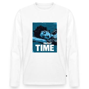 Woman sleeping, afternoon nap - Men's Premium Organic Long Sleeve Shirt - white - Front - Nico (187cm)