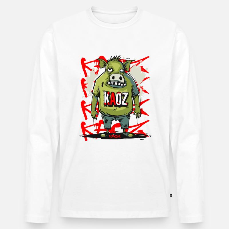 Die Existenz eines Schweins - Männer Premium Bio Langarmshirt - Weiß