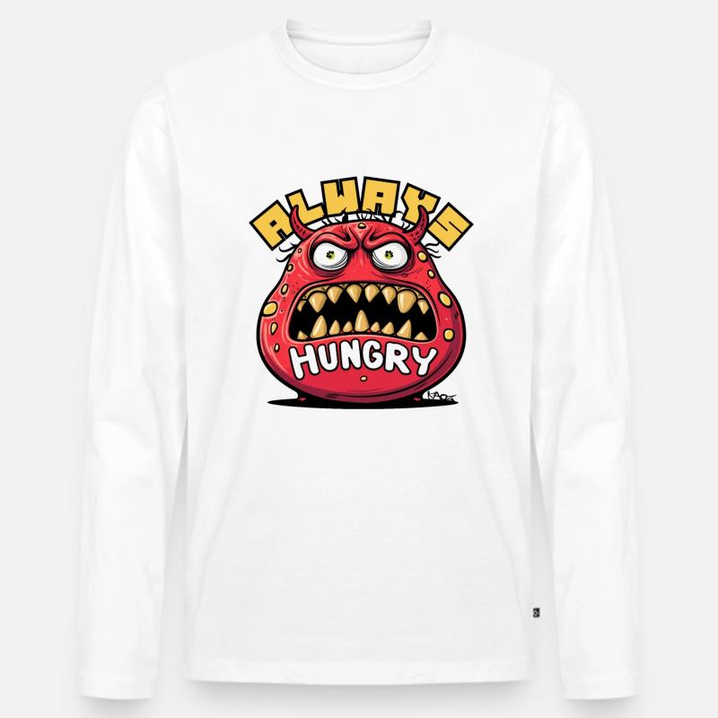 Das immer hungrige Monster - Männer Premium Bio Langarmshirt - Weiß