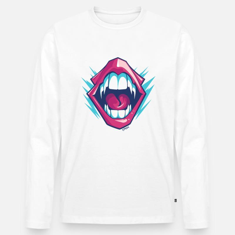Vampire dentition with sharp teeth - Men's Premium Organic Long Sleeve Shirt - white