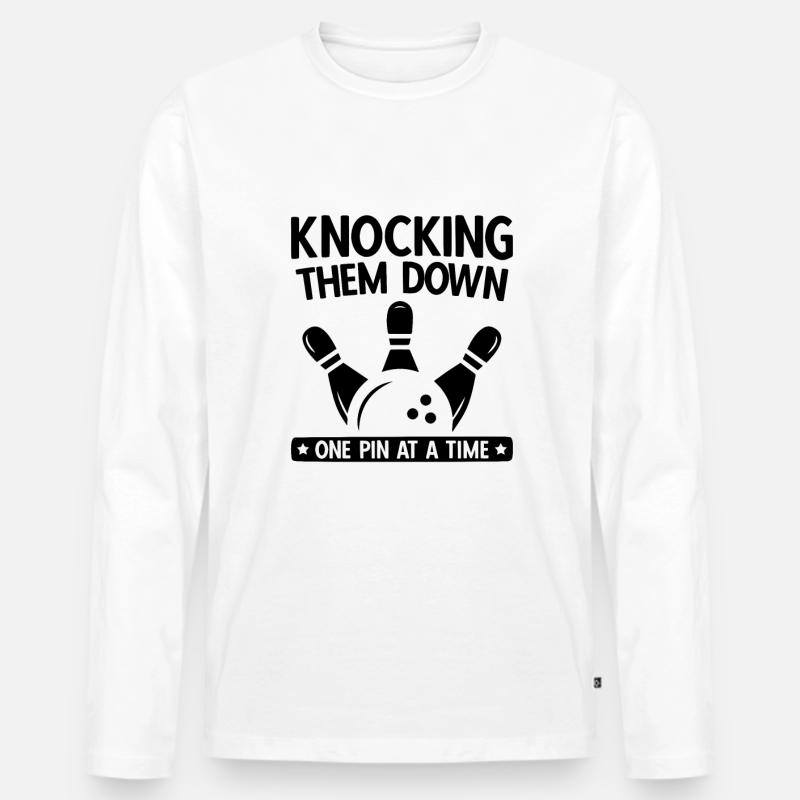 Bowling - Männer Premium Bio Langarmshirt - Weiß