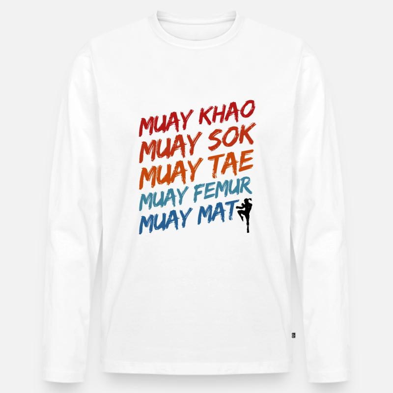 Thaiboxen Muay Thai - Männer Premium Bio Langarmshirt - Weiß