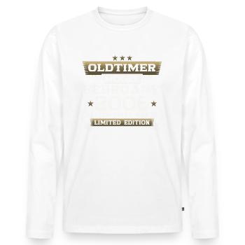 18. Geburtstag Oldtimer Februar Jahrgang 2006 - Männer Premium Bio Langarmshirt - Weiß - Vorne - Nico (187cm)