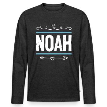 Noah - Men's Premium Organic Long Sleeve Shirt - heather anthracite - Front - Nico (187cm)