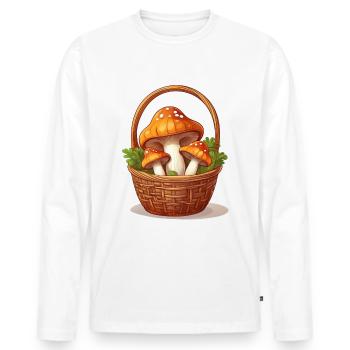 Cueillette des champignons – cadeau pour les cueilleurs de champignons - T-shirt manches longues Premium bio Homme - blanc - Devant - Nico (187cm)