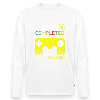 Gamer 16ter Geburtstag Gaming Geschenk T-Shirt - Männer Premium Bio Langarmshirt - Weiß - Vorne - Nico (187cm)