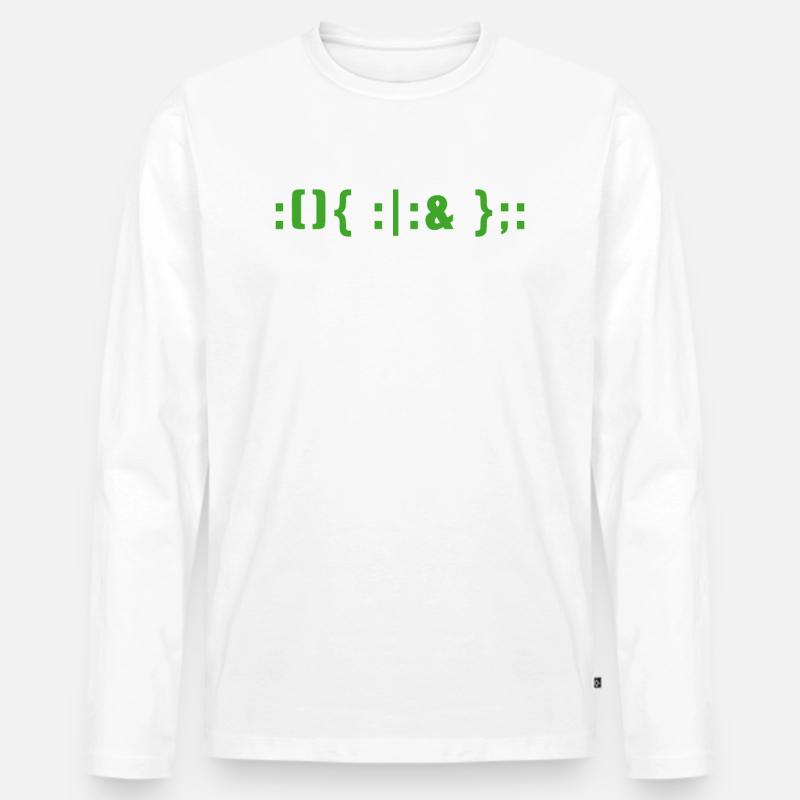 Programmeur de commandes Hacker Fork Bomb Linux Bash T-shirt manches longues Premium bio Homme