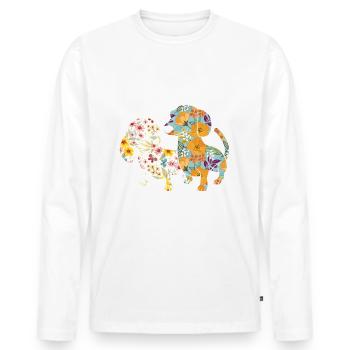 Cadeau teckel vintage - T-shirt manches longues Premium bio Homme - blanc - Devant - Nico (187cm)