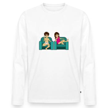 Kalsarikännit - T-shirt manches longues Premium bio Homme - blanc - Devant - Nico (187cm)