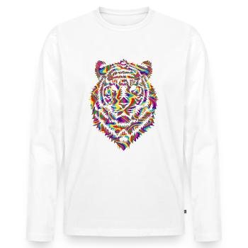 Psychedelic Tiger - Männer Premium Bio Langarmshirt - Weiß - Vorne - Nico (187cm)