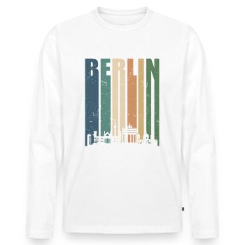 Berlin Vintage Brandenburger Tor - T-shirt manches longues Premium bio Homme - blanc - Devant - Nico (187cm)