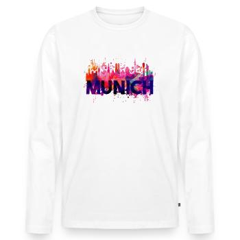 Munich Skyline Baynern - Men's Premium Organic Long Sleeve Shirt - white - Front - Nico (187cm)