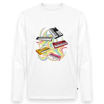 Clavier synthétiseur piano - T-shirt manches longues Premium bio Homme - blanc - Devant - Nico (187cm)
