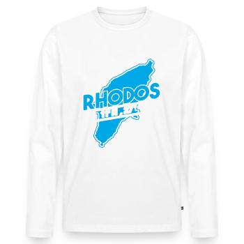 Rhodes cadeau Grèce - T-shirt manches longues Premium bio Homme - blanc - Devant - Nico (187cm)