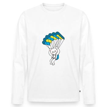 Skydiving chat parachutiste - T-shirt manches longues Premium bio Homme - blanc - Devant - Nico (187cm)
