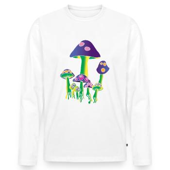 Psychedelic Mushrooms - T-shirt manches longues Premium bio Homme - blanc - Devant - Nico (187cm)