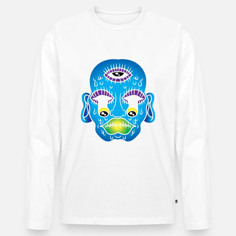 Psychedelic Kunst Psychedelisch - Männer Premium Bio Langarmshirt - Weiß