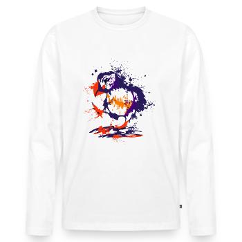 Puffin Puffin Puffin Gift - Men's Premium Organic Long Sleeve Shirt - white - Front - Nico (187cm)