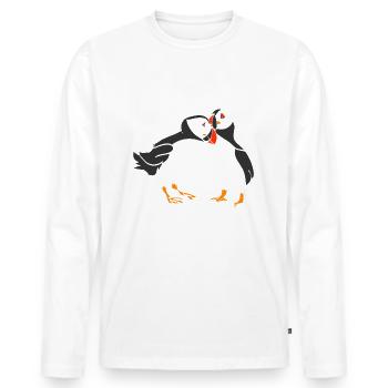 Puffin Papageientaucher Geschenk Vogel - Männer Premium Bio Langarmshirt - Weiß - Vorne - Nico (187cm)