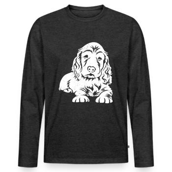 Cocker mignon cadeau d’épagneul - T-shirt manches longues Premium bio Homme - anthracite chiné - Devant - Nico (187cm)