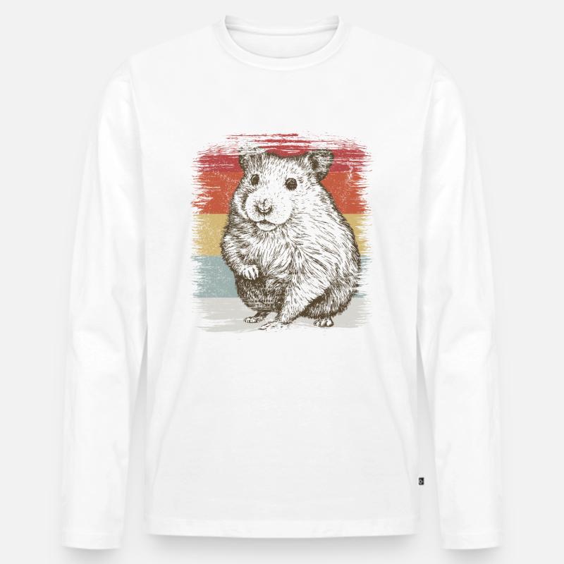 Hamster - Männer Premium Bio Langarmshirt - Weiß