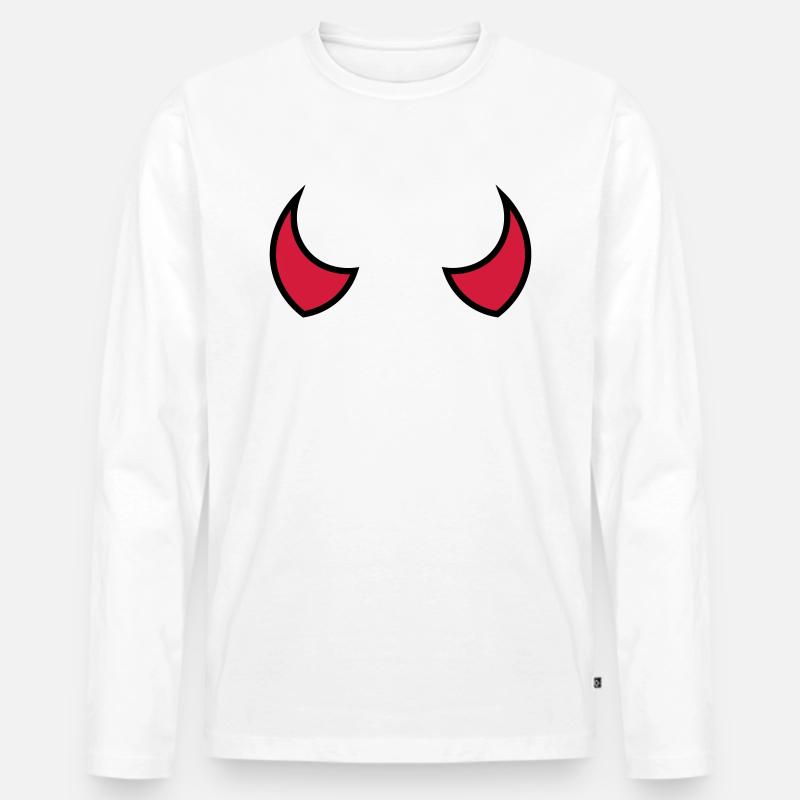 Teufelshörner - devil horns - cornes du diable - Männer Premium Bio Langarmshirt - Weiß