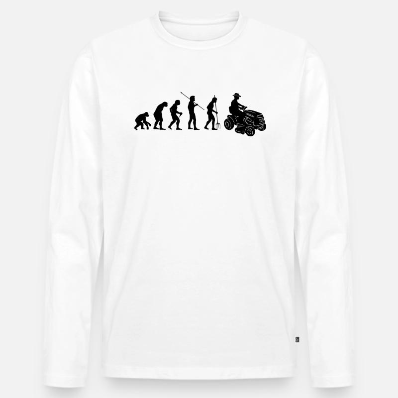 Rasentraktor Evolution Aufsitzmäher Rasenmäher - Männer Premium Bio Langarmshirt - Weiß