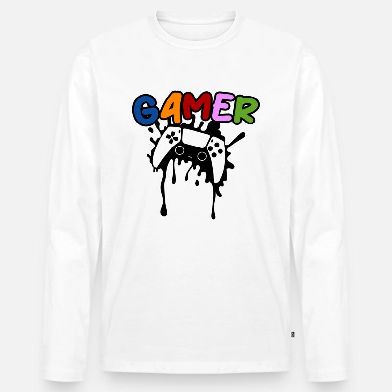 Spielkonsole Spiel - Männer Premium Bio Langarmshirt - Weiß