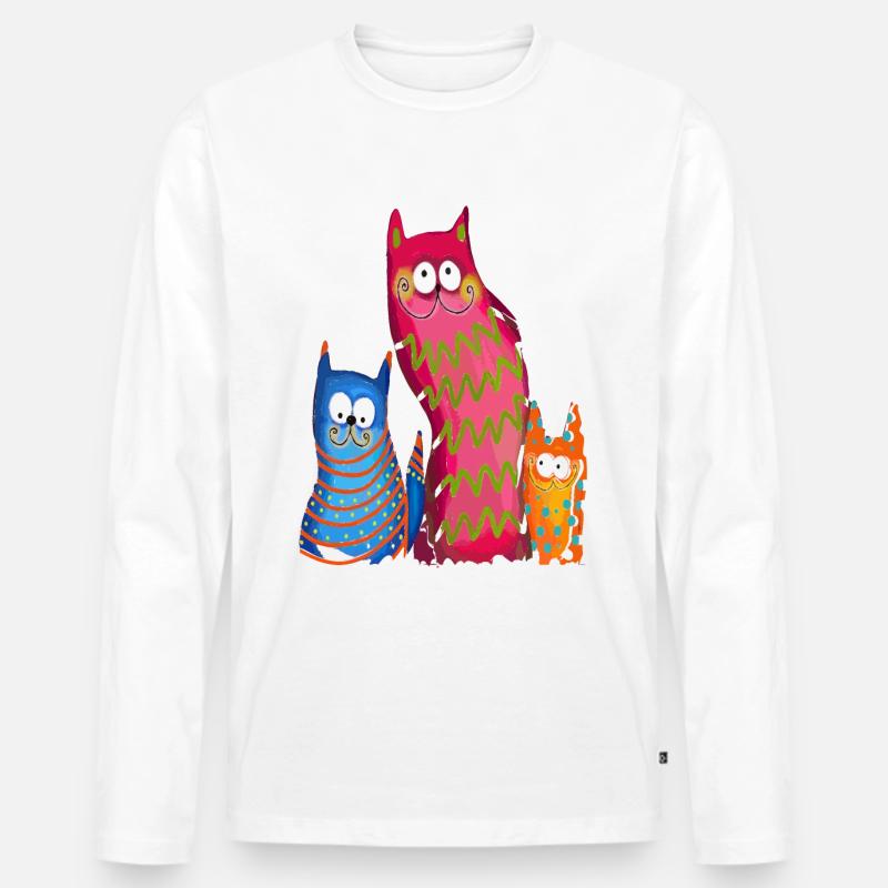 Witzige Katzen - Männer Premium Bio Langarmshirt - Weiß