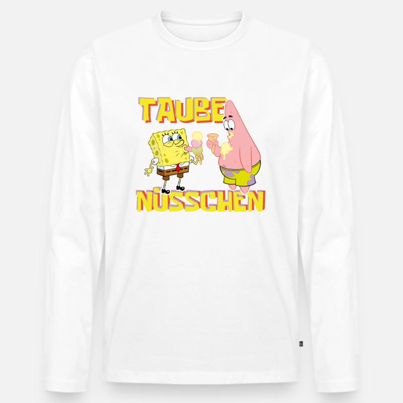 SpongeBob Schwammkopf Taube Nüsschen Patrick Eis - Männer Premium Bio Langarmshirt - Weiß