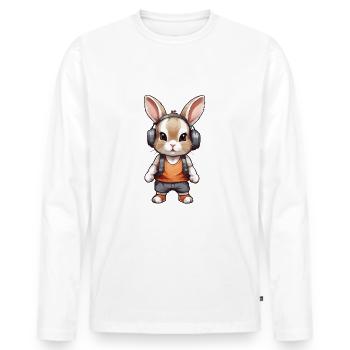 J’aime la musique plus que les gens - T-shirt manches longues Premium bio Homme - blanc - Devant - Nico (187cm)