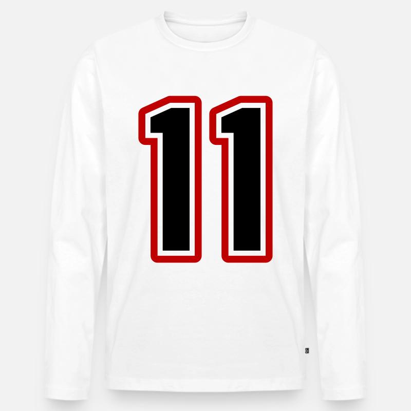 11 Simbolo numerico - Maglia a manica lunga ecologica premium da uomo - bianco