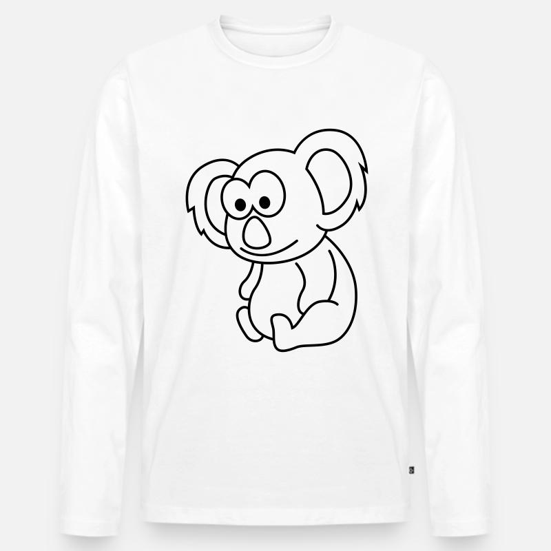 Koala Comic Tier - Männer Premium Bio Langarmshirt - Weiß
