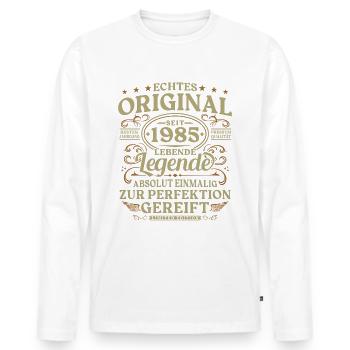 Original seit 1985 Jahrgang Geburtstag Geschenk - Männer Premium Bio Langarmshirt - Weiß - Vorne - Nico (187cm)