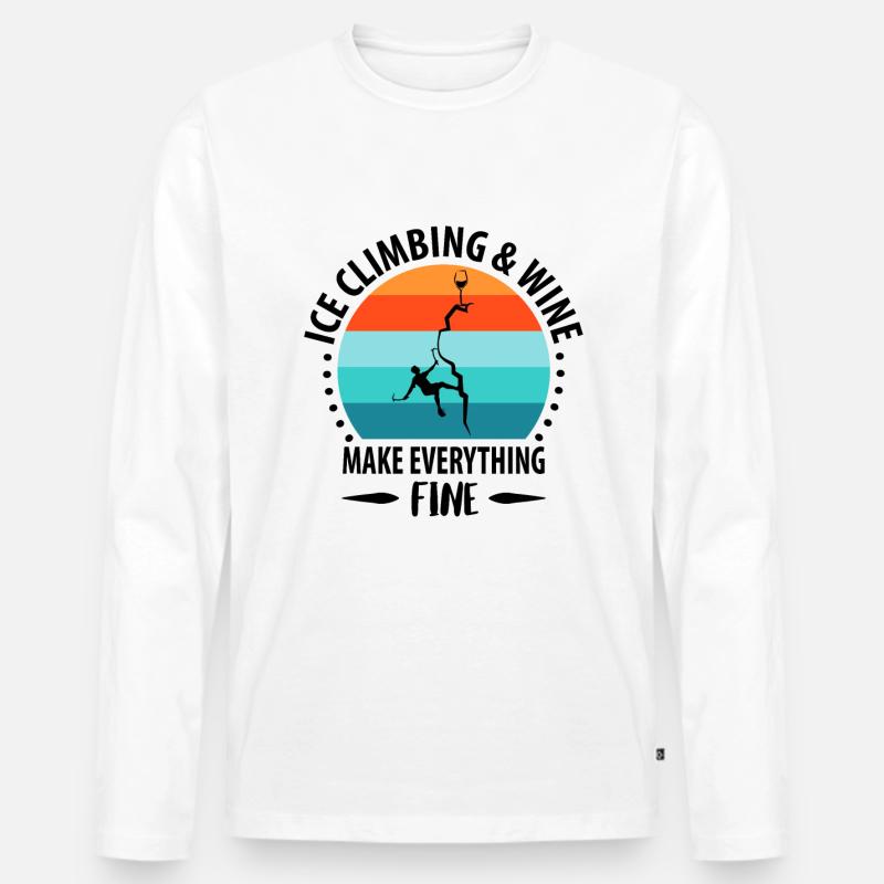 Eisklettern Eiskletterer Eispickel Bergsteigen - Männer Premium Bio Langarmshirt - Weiß