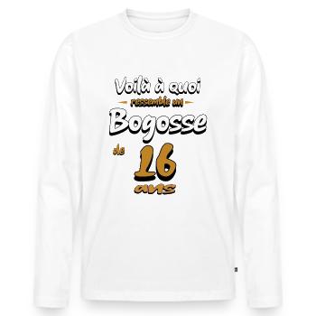 16 ans Cadeau d'anniversaire Bogosse Humour Garçon - T-shirt manches longues Premium bio Homme - blanc - Devant - Nico (187cm)