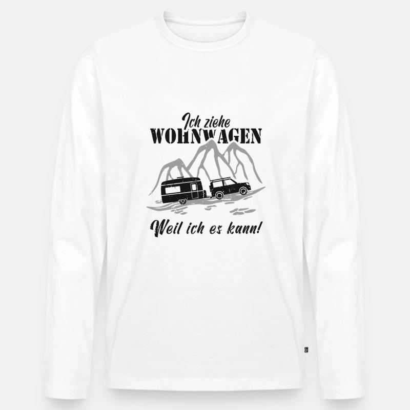Wohnwagen Camping lustig - Männer Premium Bio Langarmshirt - Weiß
